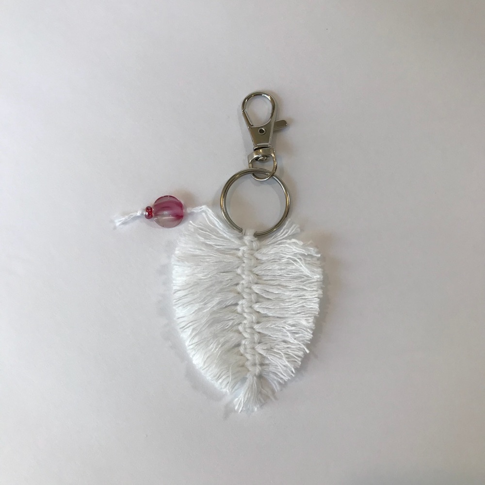 Handmade Macrame Feather Keychain - Picture 3 of 6
